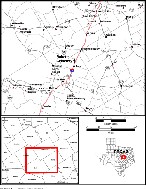 Historic Archeological Investigations at Roberts Cemetery Near Troy, Bell County, Texas