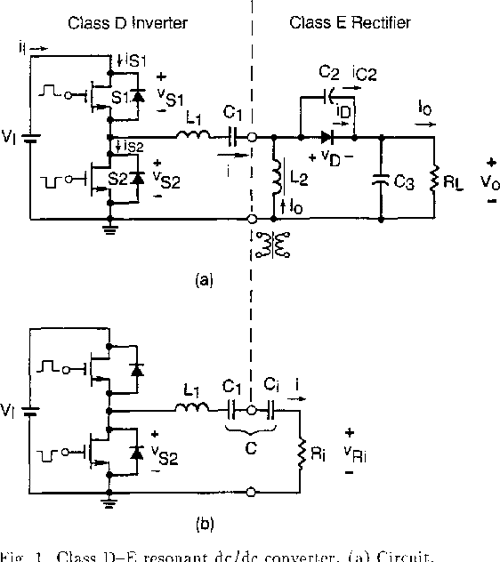 DC/DC converter with Class D inverter and Class E rectifier Semantic